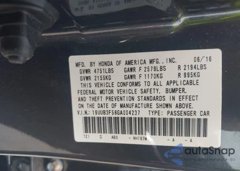 2016 Acura Tlx V6 Tech из США, поврежденный, VIN 19UUB3F58GA004237